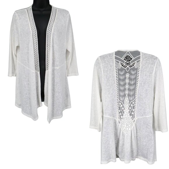 Torrid Cardigan Womens L White Boho Ethereal Resort Coastal Crochet Grannycore - Picture 1 of 16
